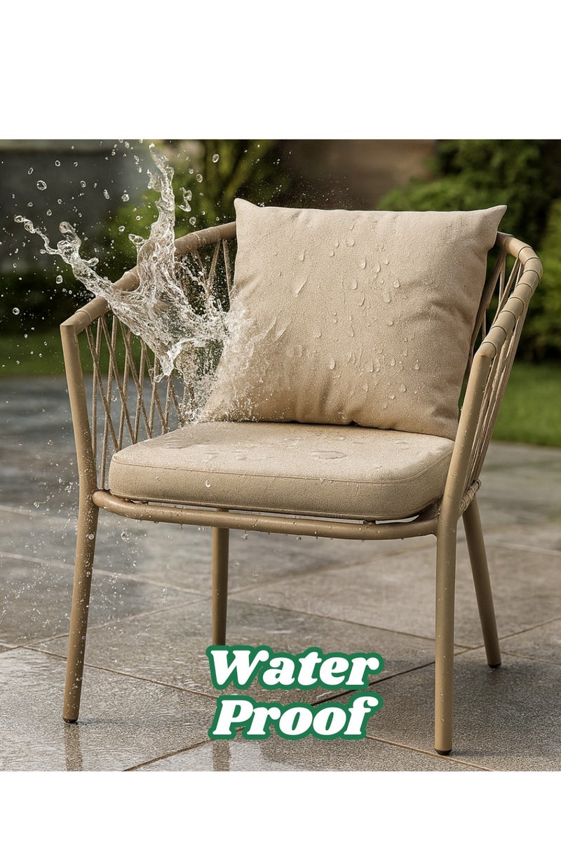 Wooden Twist Modern Outdoor Lounge Armchair Weather-Resistant Patio Sofa  - Image 3