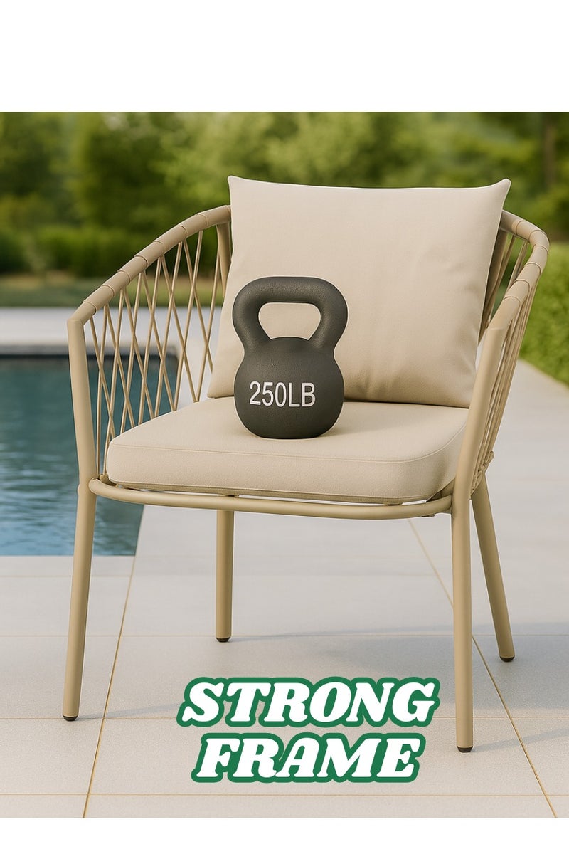 Wooden Twist Modern Outdoor Lounge Armchair Weather-Resistant Patio Sofa  - Image 4