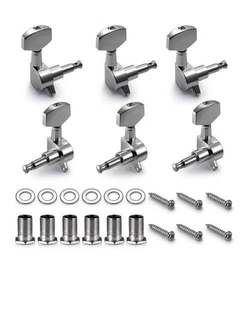 6 Pieces Guitar Machine Heads Knobs Guitar String Tuning Pegs Machine Head Tuners for Electric or Acoustic Guitar (3 Left + 3 Right)