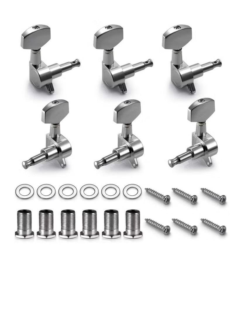6 Pieces Guitar Machine Heads Knobs Guitar String Tuning Pegs Machine Head Tuners for Electric or Acoustic Guitar (3 Left + 3 Right)