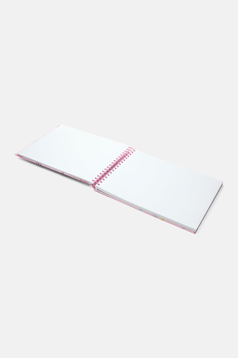 VOTUM All Over Print Spiral Sketchbook With 28 Stickers And 12 Pens 30 H x 23 L x 2 W cm, Pink Combo - Image 3