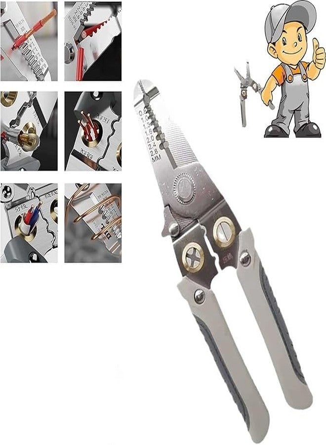 VPGS 6-in-1 Wire Strippers for Cable Wire Stripping, Cutting, Crimping, Splitting, Winding, Clamping, Cable Peeling Tool, Anti-slip handle Stainless Steel Electrical Stripping Tool - Image 1