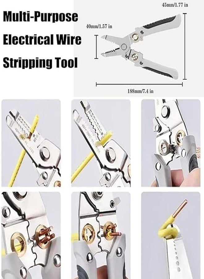 VPGS 6-in-1 Wire Strippers for Cable Wire Stripping, Cutting, Crimping, Splitting, Winding, Clamping, Cable Peeling Tool, Anti-slip handle Stainless Steel Electrical Stripping Tool - Image 3