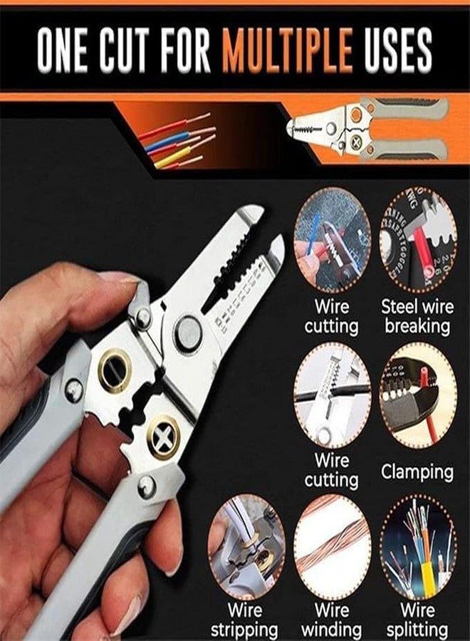 VPGS 6-in-1 Wire Strippers for Cable Wire Stripping, Cutting, Crimping, Splitting, Winding, Clamping, Cable Peeling Tool, Anti-slip handle Stainless Steel Electrical Stripping Tool - Image 5