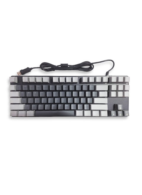 Mechanical Gaming Keyboard, model KL-103 for computer and lap top (black/gray) RGB Full size with 87 key, cable USB Speed interface , blue switch, adjustable height in to give comfort to the hand while playing . It can be used at home, office and personal use.