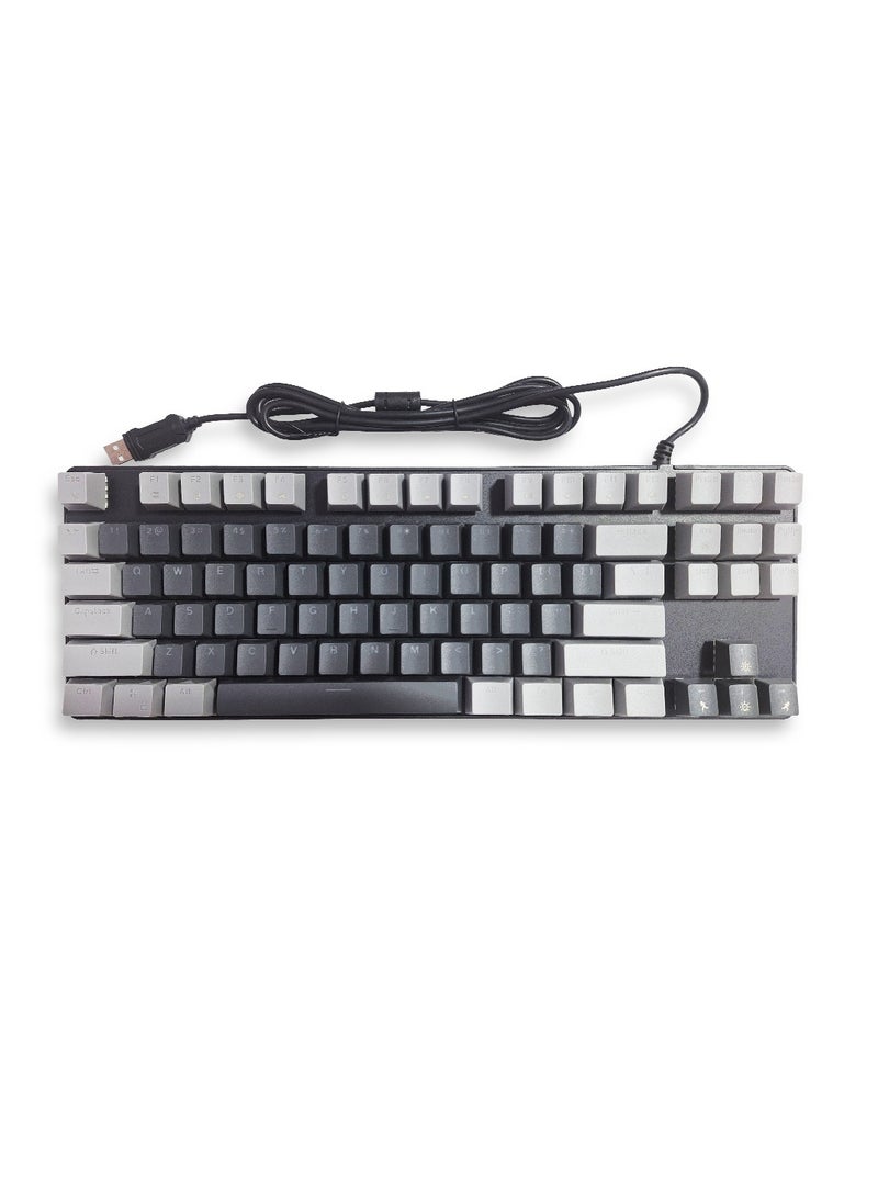 Generic - Mechanical Gaming Keyboard, model KL-103 for computer and lap top (black/gray) RGB Full size with 87 key, cable USB Speed interface , blue switch, adjustable height in to give comfort to the hand while playing . It can be used at home, office and personal use. - Image 1