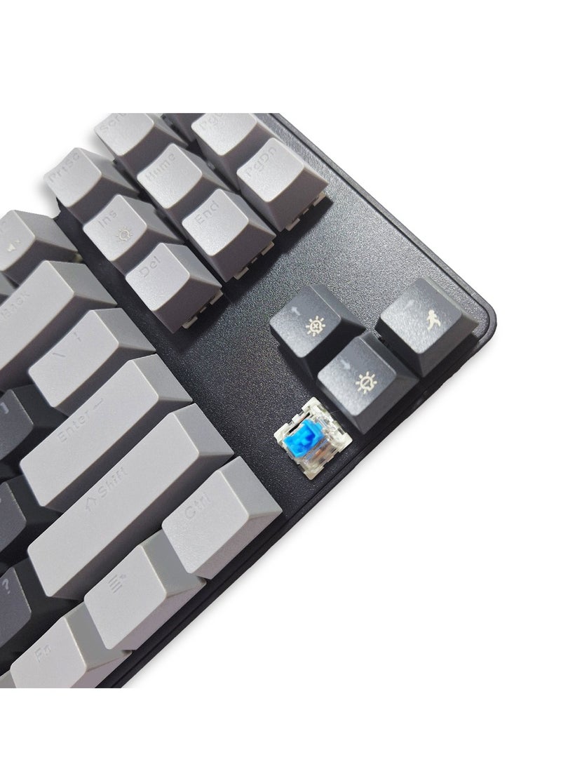 Generic - Mechanical Gaming Keyboard, model KL-103 for computer and lap top (black/gray) RGB Full size with 87 key, cable USB Speed interface , blue switch, adjustable height in to give comfort to the hand while playing . It can be used at home, office and personal use. - Image 1