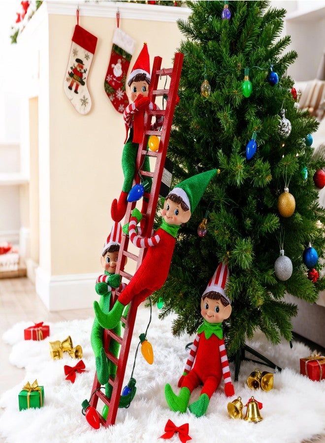 MOONET Elf Decorations on Red Ladder with Colorful Lights, Festive Tree Ornament for Home, Party, Holiday Displays - Image 2