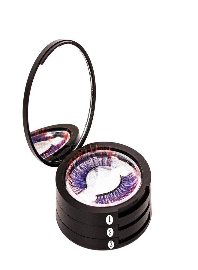 YiQiYi Eyelash Storage Box-2 Pack Eyelash Holder Case with Mirror 3Layers Circle Eyelash Box with Lash Holder Empty Makeup Case Travel for Women and Girls(Black) - Image 2