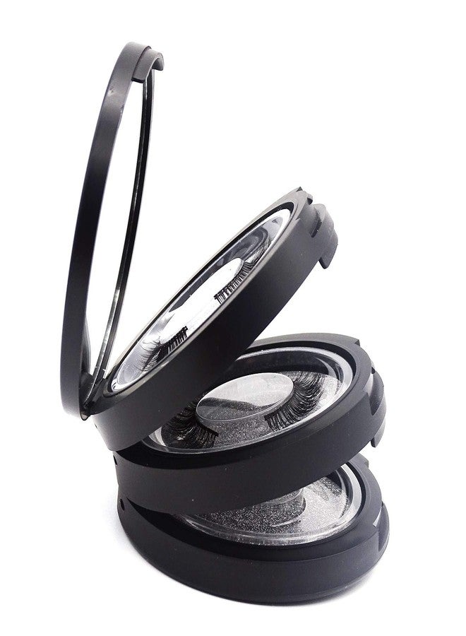 YiQiYi Eyelash Storage Box-2 Pack Eyelash Holder Case with Mirror 3Layers Circle Eyelash Box with Lash Holder Empty Makeup Case Travel for Women and Girls(Black) - Image 5