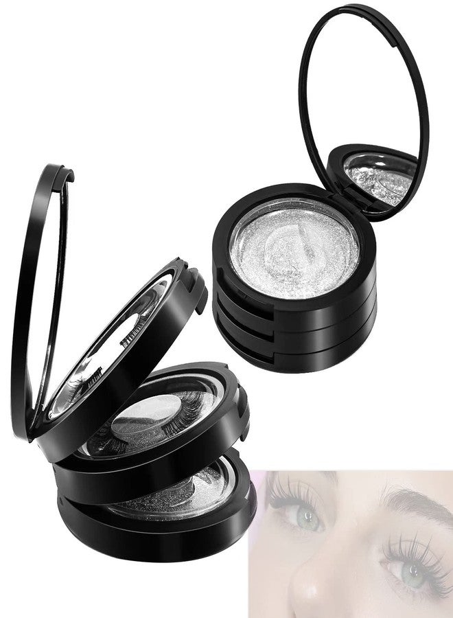 YiQiYi Eyelash Storage Box-2 Pack Eyelash Holder Case with Mirror 3Layers Circle Eyelash Box with Lash Holder Empty Makeup Case Travel for Women and Girls(Black) - Image 1