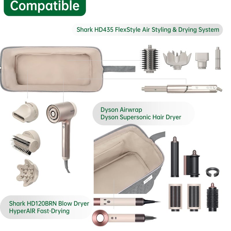 KarSyon Shark Flex Style Case for Dyson Airwrap Hair Dryer Brush Revlon Hair Tools Travel Bag Carrying Case Flat Curling Iron Organizer (Grey) - Image 4