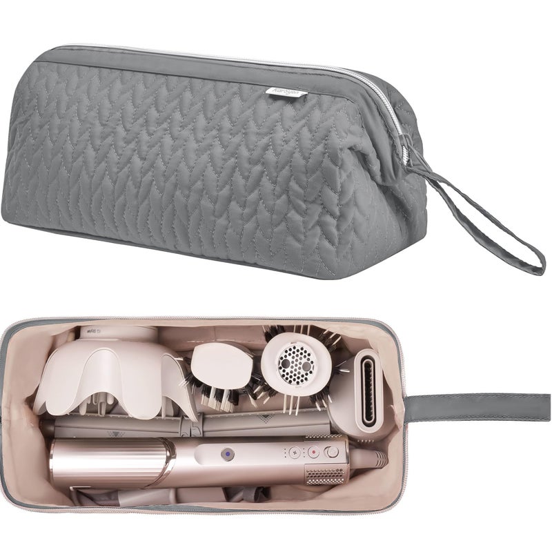 KarSyon Shark Flex Style Case for Dyson Airwrap Hair Dryer Brush Revlon Hair Tools Travel Bag Carrying Case Flat Curling Iron Organizer (Grey) - Image 2