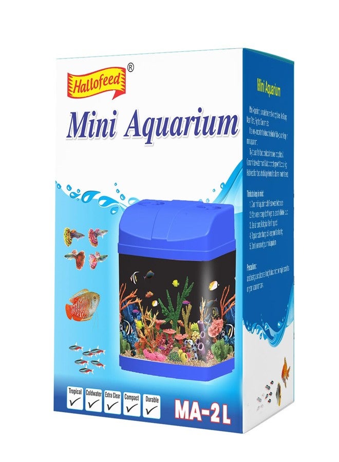 Hallofeed Mini Aquarium M-2L (Small Fish Tank/Betta Fish Tank) (White) - Image 1
