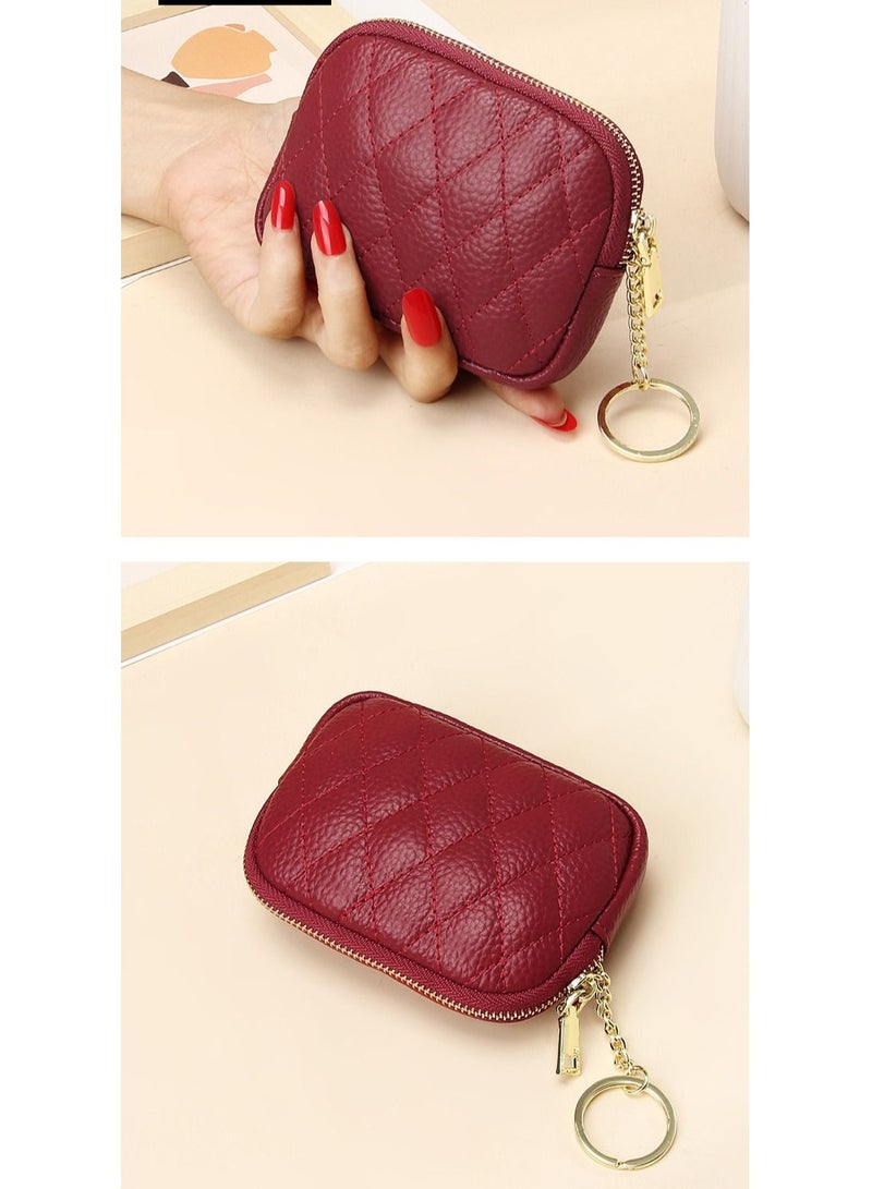 Loquat Zipper Rhombic Mini Purse Red 