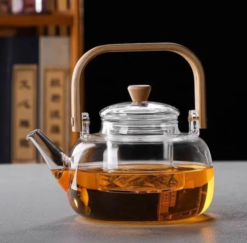 ZROY ENTERPRISE Borosilicate Glass Kettle | 900ml | Teapot with Removable Infuser & Lid & Handle, Glass Tea Kettle Stovetop Safe, Great for Loose Leaf Tea, Blooming Tea, Tea Bags (ZROY - 02) - Image 1