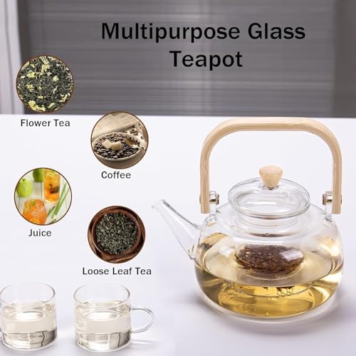 ZROY ENTERPRISE Borosilicate Glass Kettle | 900ml | Teapot with Removable Infuser & Lid & Handle, Glass Tea Kettle Stovetop Safe, Great for Loose Leaf Tea, Blooming Tea, Tea Bags (ZROY - 02) - Image 3