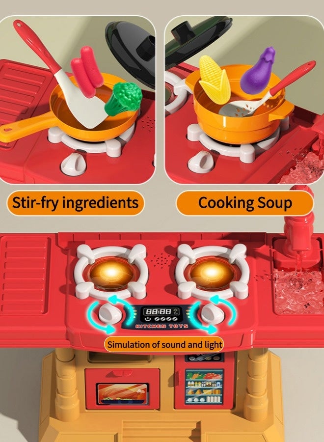 Vixplorn Children's pretend kitchen toy set, including 31 accessories + simulation kitchen * 1, simulation spray kitchenware, with sound and light effects, children's kitchen toys, children's gifts, - Image 5