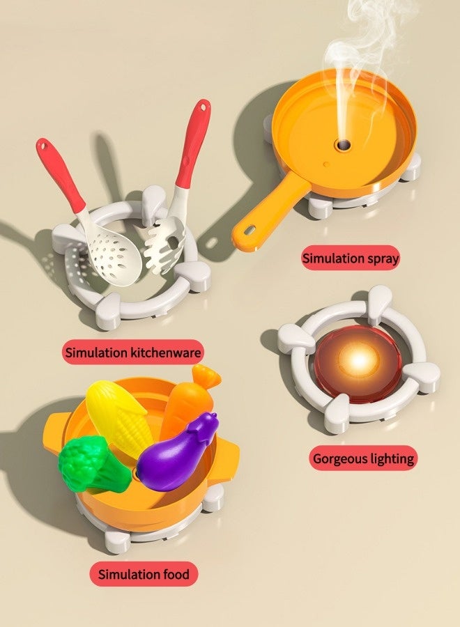 Vixplorn Children's pretend kitchen toy set, including 31 accessories + simulation kitchen * 1, simulation spray kitchenware, with sound and light effects, children's kitchen toys, children's gifts, - Image 2