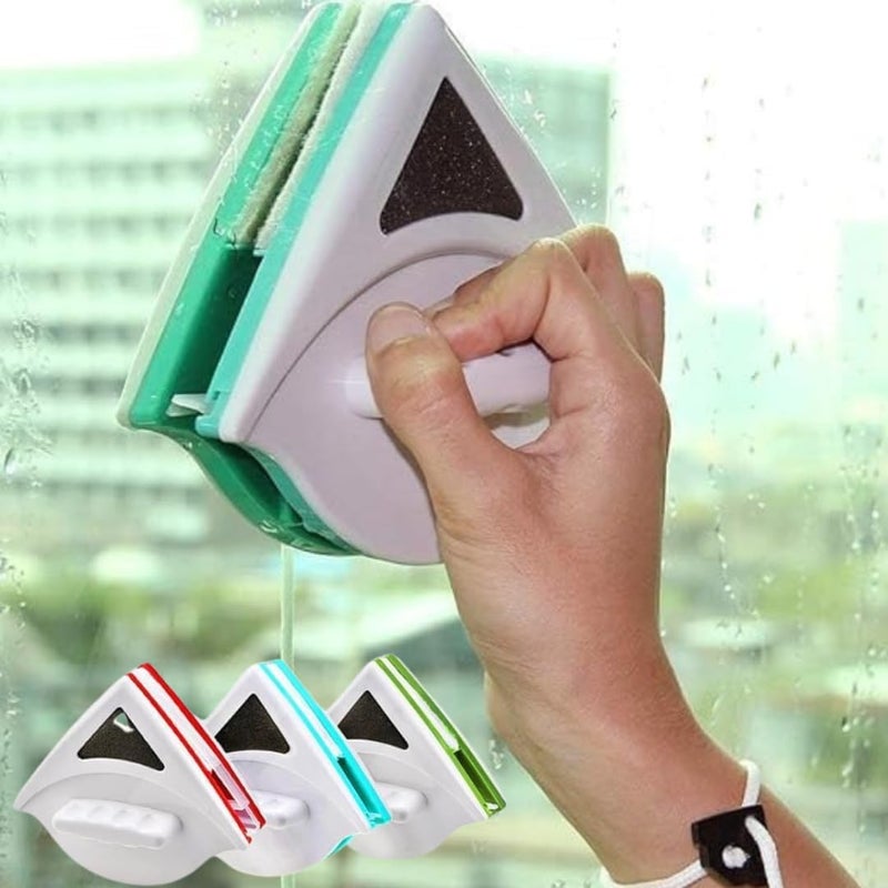 FLOITTUY Magnetic Window Cleaner DoubleSide Glazed Two Sided Glass Cleaner Wiper with 2 Extra Cleaning Cotton Cleaner Squeegee Washing Equipment Multicolor