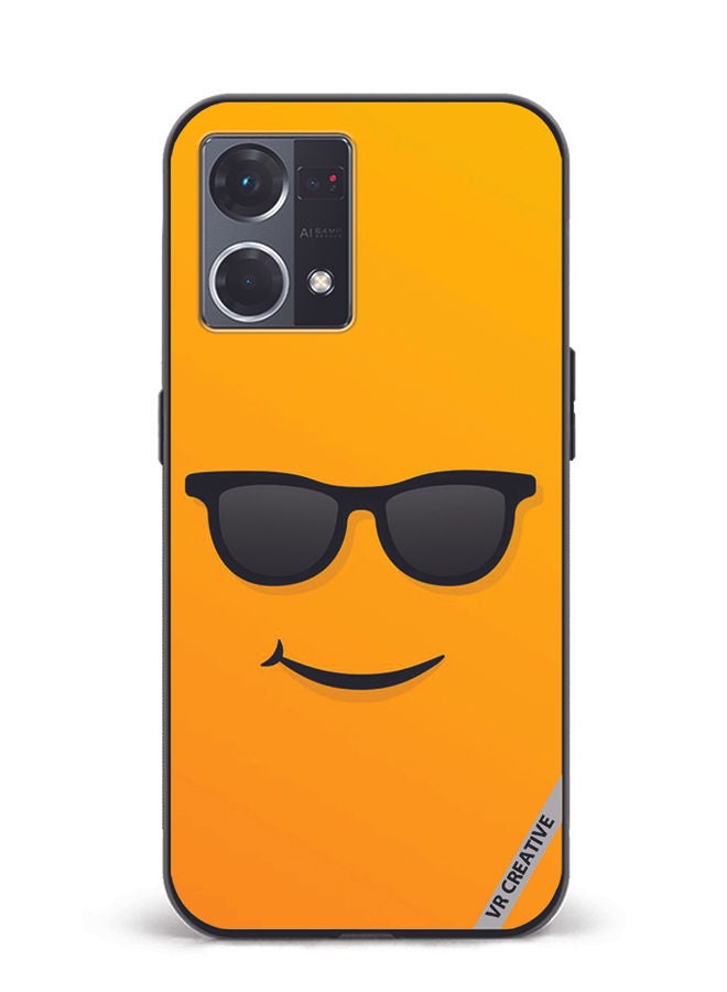 VR CREATIVE Protective Case Cover For Oppo Reno8 4G Sunglass Emoji Design Multicolour - Image 1