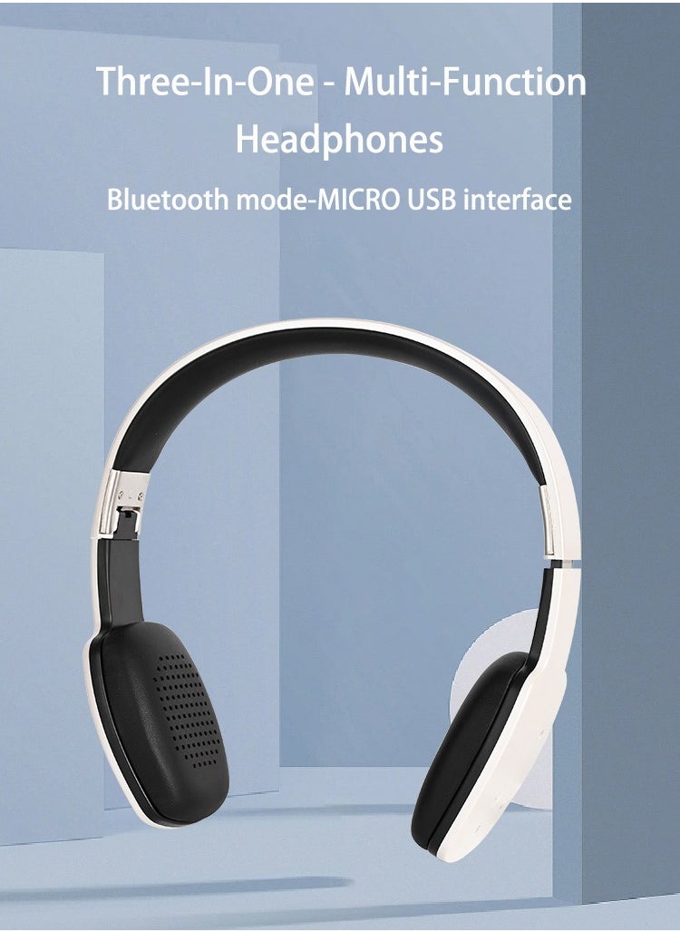 Wireless On-Ear Headphones - 8H Battery - Speed Charge - Fast Usb Type-C -White