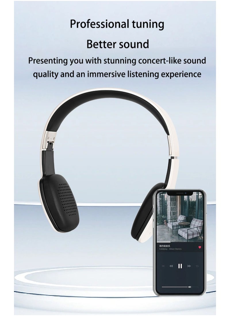 Wireless On-Ear Headphones - 8H Battery - Speed Charge - Fast Usb Type-C -White