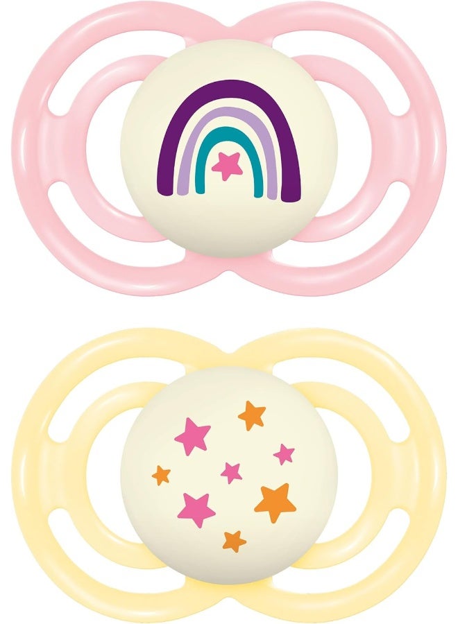 MAM Perfect Night Baby Pacifier, Patented, Glows in the Dark, 2 Pack, 16+ Months, Pink,2 Count (Pack of 1) - Image 1