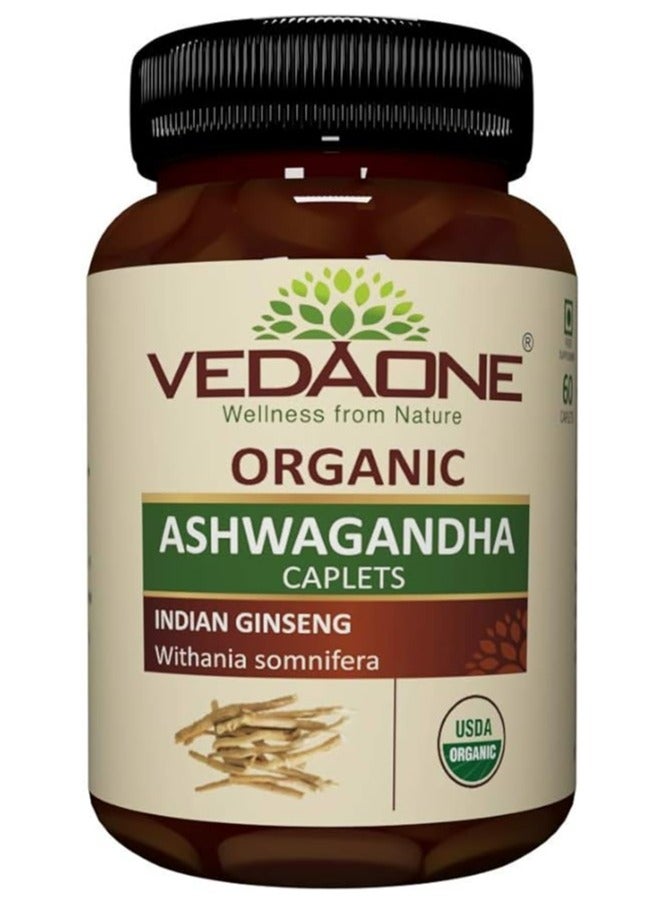 VEDAONE Organic Ashwagandha Caplet - 750mg Each 60 Caplets - Image 2