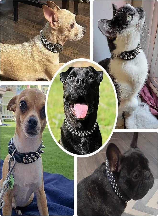 TELEYI Pink Spiked Dog Collar for Small Dogs,Mushroom Rivet Spike Puppy Collars Girls Boys Leather Studded Cat Collar Metal Buckle Durable Training for XXS XS Small Medium Large Terrier Breed,S - Image 4