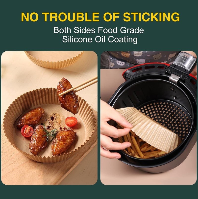 MUOOMU Air Fryer Disposable Paper Liner, Non-Stick Round Parchment, AirFryer Accessories, Oil Proof, Water Proof, Cooking Baking Roasting Filter for Microwave Oven Frying Pan(125PCS, 6.3inch) - Image 4