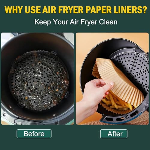 MUOOMU Air Fryer Disposable Paper Liner, Non-Stick Round Parchment, AirFryer Accessories, Oil Proof, Water Proof, Cooking Baking Roasting Filter for Microwave Oven Frying Pan(125PCS, 6.3inch) - Image 2