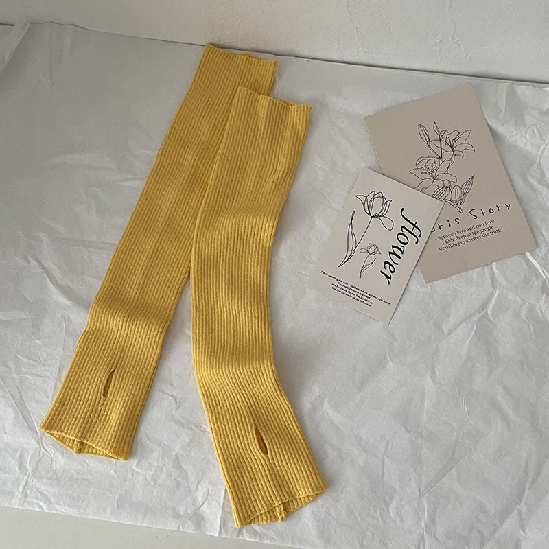Chic Knit Arm Warmers Autumn Sweet Solid Color Half-Sleeve Yellow 
