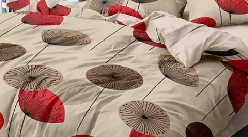 Laying Style™ Soft Glace Cotton King Size Duvet Cover II Razai Cover II Quilt Cover for Double Bed Size with Zipper (Dohars) 90x100 inch- RED and COFFY Circle - Image 2