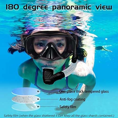 Seago Swim Goggles Snorkel Mask Diving Scuba Mask Snorkeling Goggles for Kids Boys Girls Youth, Anti-Fog 180° Clear View Kids Pool Underwater Swimming Goggles with Nose Cover, Snorkel Swim Equipment - Image 4
