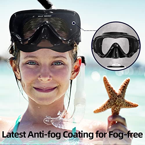 Seago Swim Goggles Snorkel Mask Diving Scuba Mask Snorkeling Goggles for Kids Boys Girls Youth, Anti-Fog 180° Clear View Kids Pool Underwater Swimming Goggles with Nose Cover, Snorkel Swim Equipment - Image 3