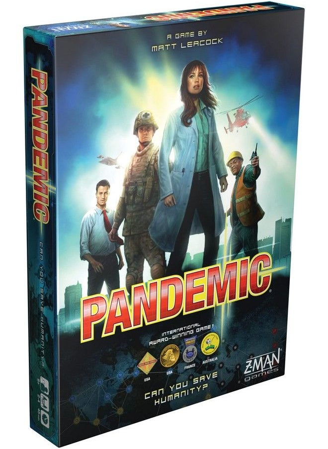 Z-Man Games - Pandemic Board Game (Base Game) ; Family Board Game ; Board Game For Adults And Family ; Cooperative Board Game ; Ages 8+ ; 2 To 4 Players ; Average Playtime 45 Minutes ; Made By Zman Games - Image 1