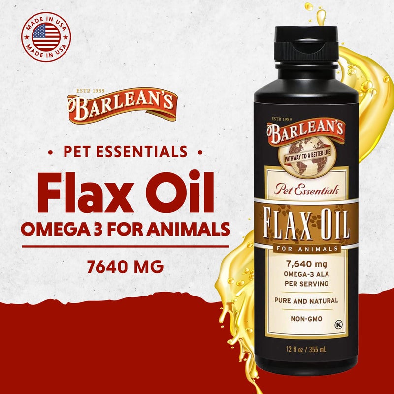Barlean's Flaxseed Oil for Animals, Pet Essential Liquid Omega 3 Fatty Acids Cat and Dog Oil Supplements for Skin and Coat, Omega 3 for Dogs, Cats and Other Pets, 12 oz - Image 3