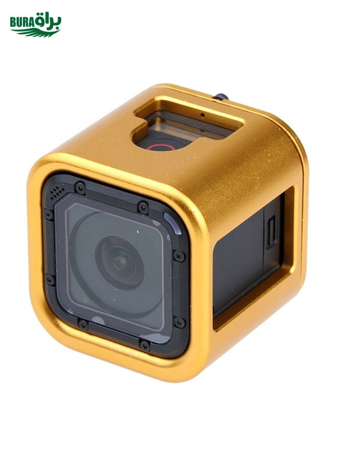 BURAQ - Housing Shell CNC Aluminum Alloy Protective Cage with Insurance Back Cover for GoPro HERO5 Session /HERO4 Session /HERO Session(Gold) - Image 1