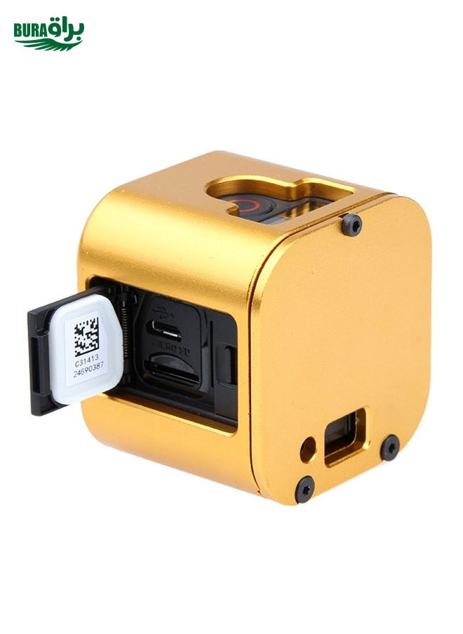 BURAQ - Housing Shell CNC Aluminum Alloy Protective Cage with Insurance Back Cover for GoPro HERO5 Session /HERO4 Session /HERO Session(Gold) - Image 1