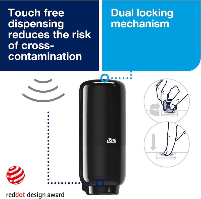 Tork Intuition Sensor Skincare Dispenser Black S4 for Hand Soap and Hand Sanitizer Elevation Range 571608 Pack of 4 - Image 2