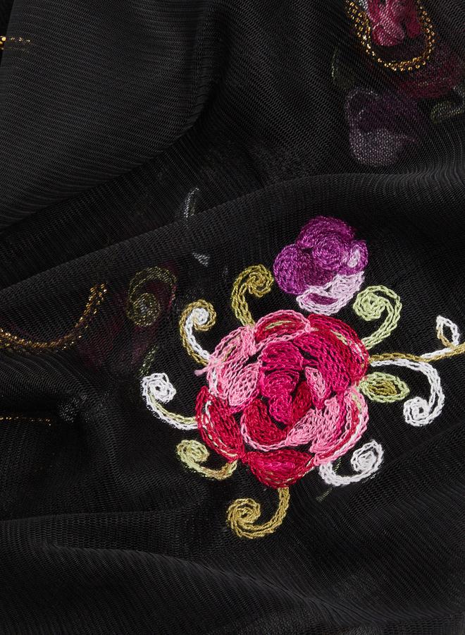 Styli Floral Embroidered Mesh Scarf - Image 2