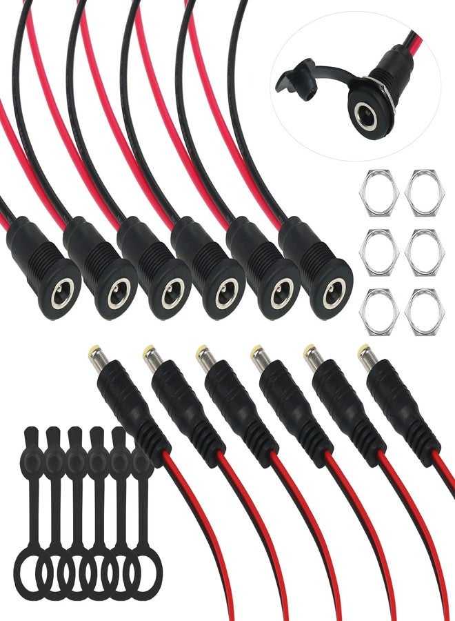 Tugermoola 6 Sets 5.5 x 2.1mm DC Power Jack Threaded Female Panel Mount Barrel Connector Adapter Kit with Cover Cap OLA012 - Image 1