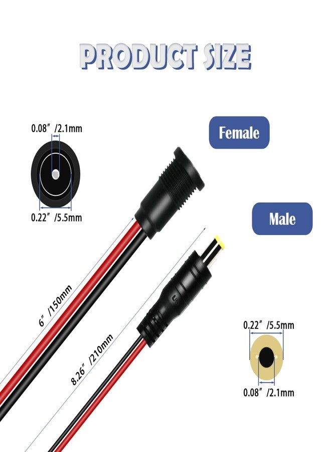 Tugermoola 6 Sets 5.5 x 2.1mm DC Power Jack Threaded Female Panel Mount Barrel Connector Adapter Kit with Cover Cap OLA012 - Image 2