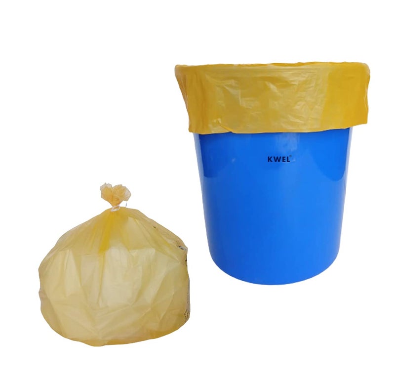 KWEL Plastic Disposable/Garbage Bags/Dustbin Covers, Medium (19" X 21") Yellow - 5Packs Of 30 Pieces-150 Bags - Image 4
