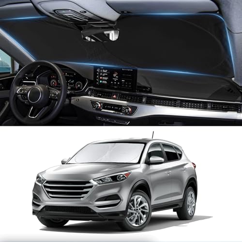 INSAUTO Custom Fit Tucson Windshield Sunshade for Hyundai Tucson 2016 2017 2018 2019 2020 2021 Front Window Shades Cover for Windshield Sun Visor Protector 210T Reflector Blocks UV Rays Cooler Car Accessories - Image 1