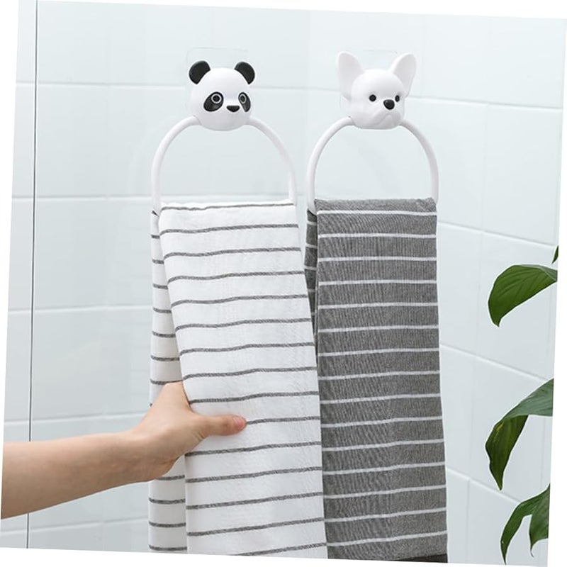 Cute Dog Design Adhesive Bathroom Towel Holder No Drill Easy Install Cartoon Towel Mount - Image 2