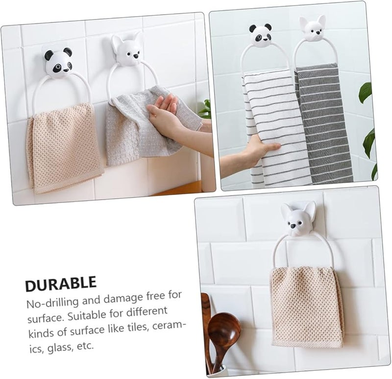 Cute Dog Design Adhesive Bathroom Towel Holder No Drill Easy Install Cartoon Towel Mount - Image 5