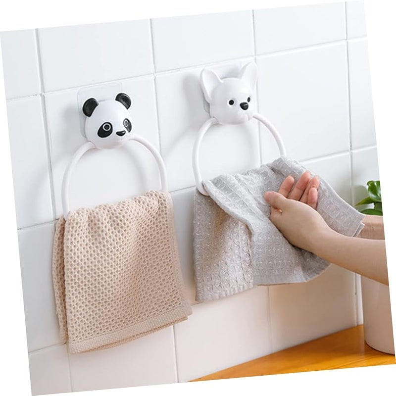 Cute Dog Design Adhesive Bathroom Towel Holder No Drill Easy Install Cartoon Towel Mount - Image 3