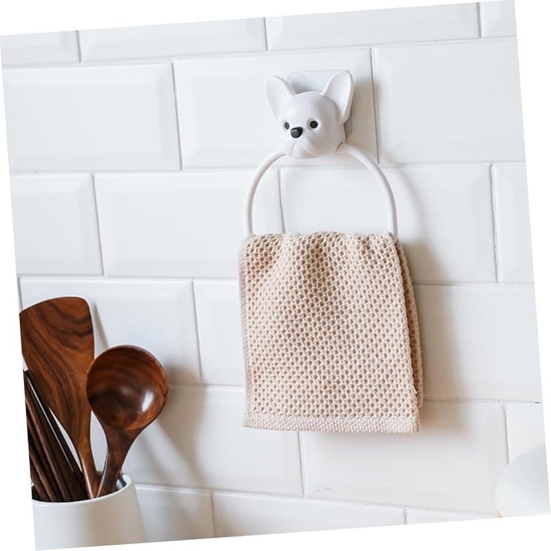 Cute Dog Design Adhesive Bathroom Towel Holder No Drill Easy Install Cartoon Towel Mount - Image 4
